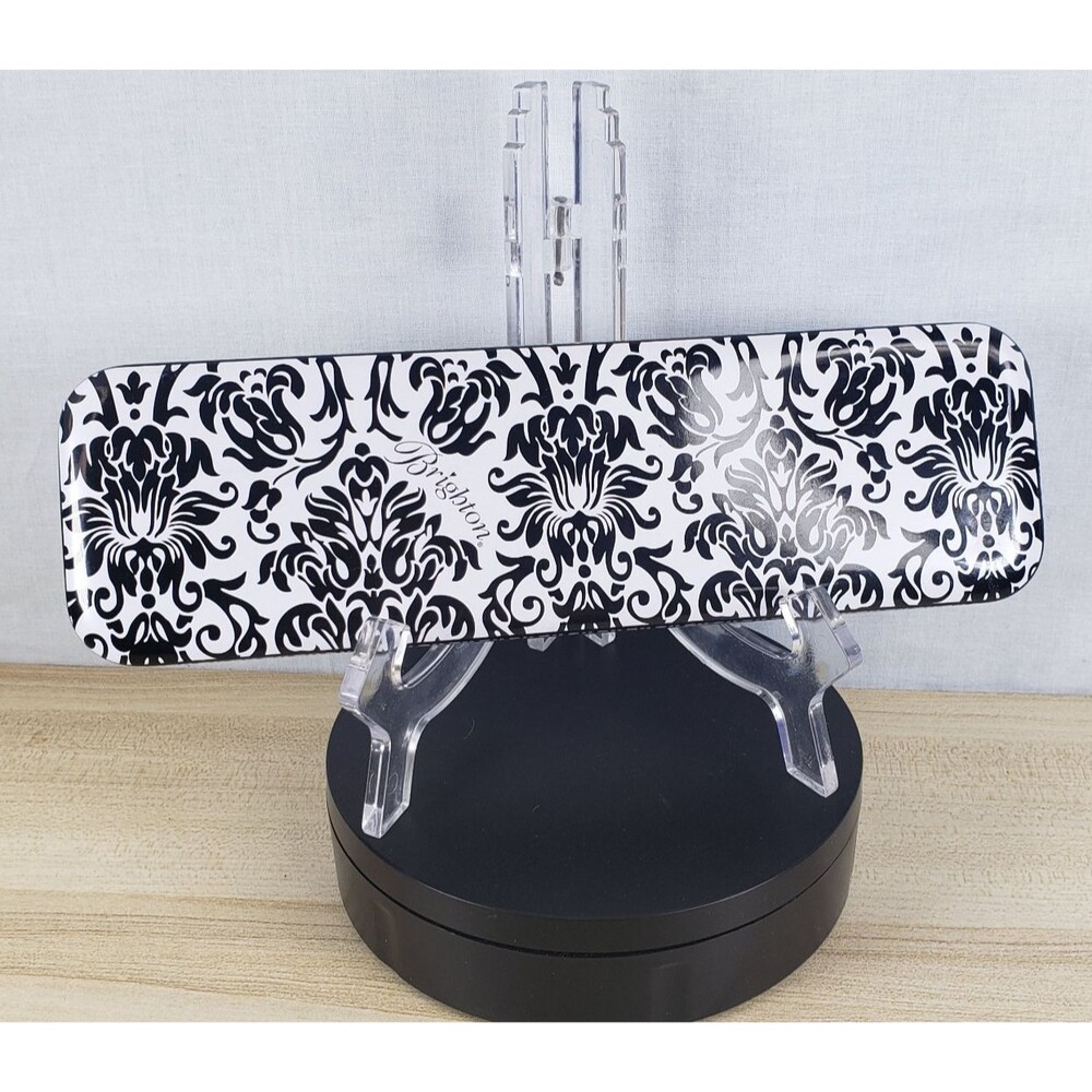 Brighton Jewelry Metal Tin Necklace Gift Box Paisley Black White EMPTY NEW